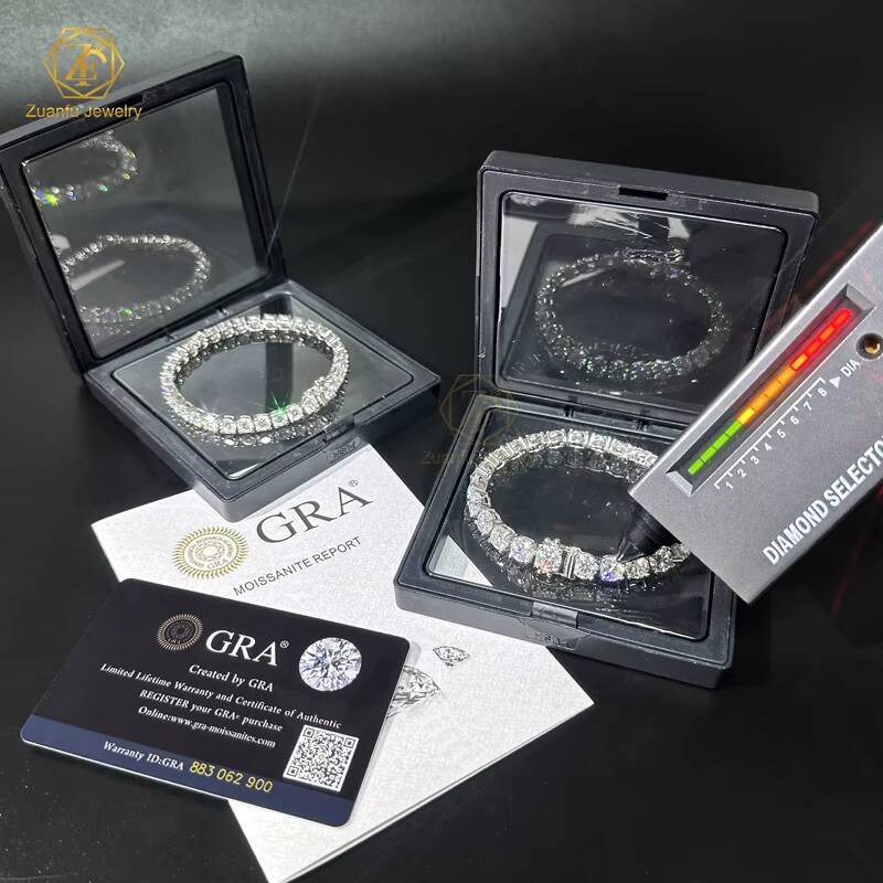 Hot Selling Man Jewelry GRA Certificates 2mm 5mm 6mm Stone VVS Moissanite Diamond Tennis Bracelets for Gift