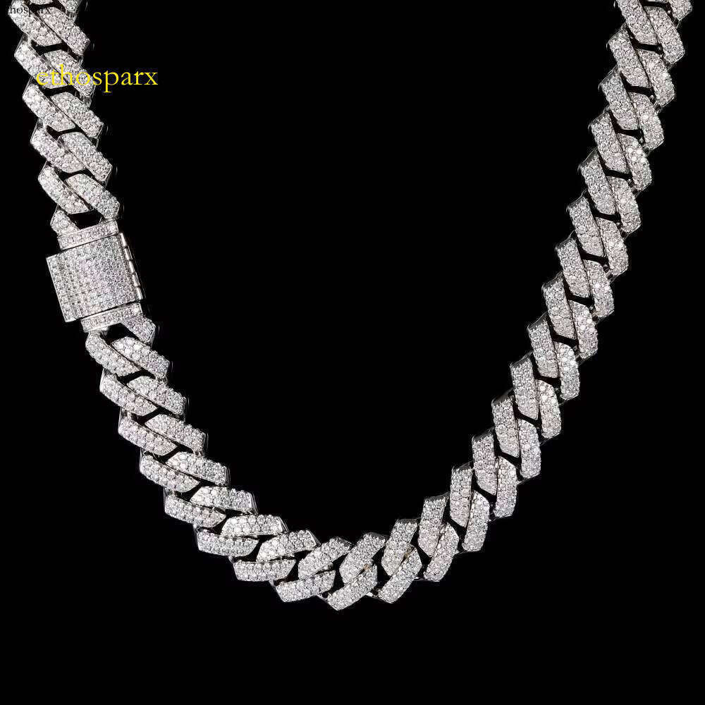 NUOYA 14mm Gold Prong Iced Out Dia Cuban Link Chain Hip Hop Men's Fashion Jewelry Necklace for Women