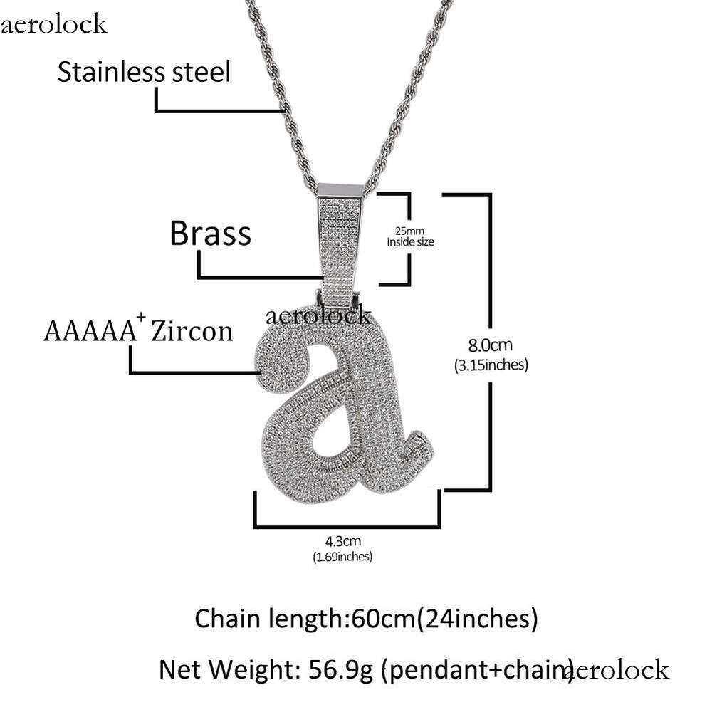 Hip Hop Necklace Letter A Fashion Trend Kendrick Lamar Style Sterling Silver Inlaid Moissanite chain Creative Pendant