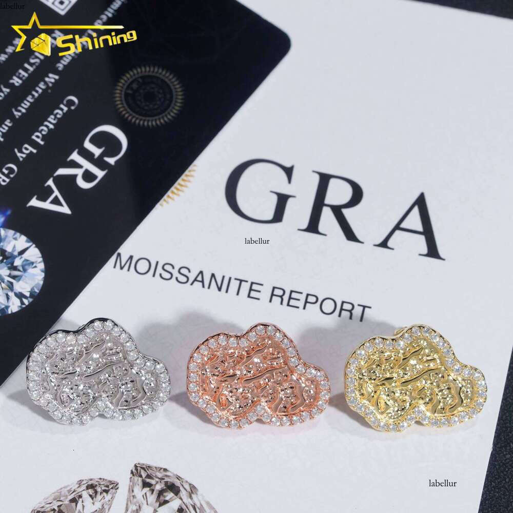 RTS Pass Dia Tester Hip Hop Sterling Sier Gold Plated VVS Moissanite Rapper Stud Earrings Men Jewelry