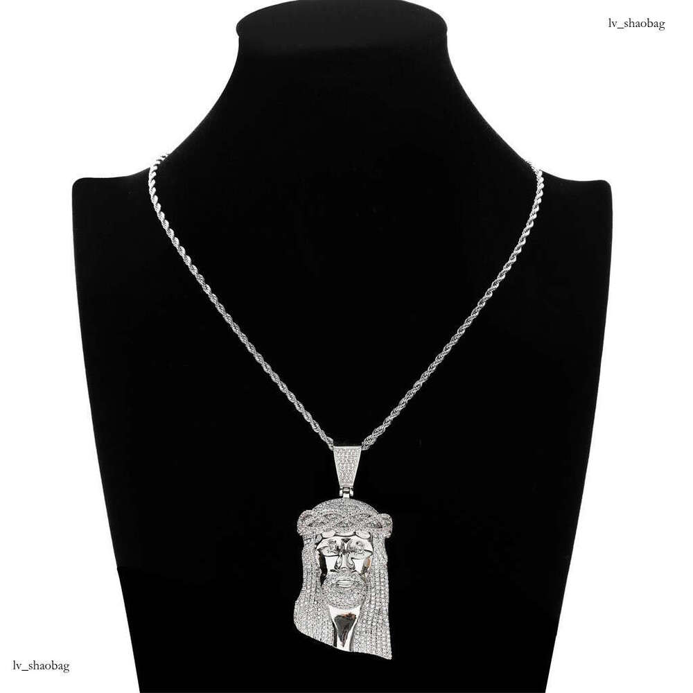 Necklace Men's Head Micro Paved Moissanite chain 92mm High Pendant Exaggerated Hip Hop Jewelry