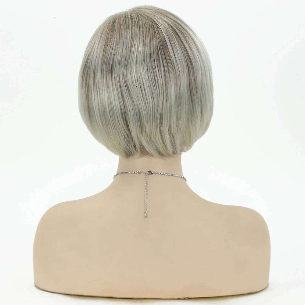 Womens Fashion Blonde Bob Hair Soft Healthy Straight Synthetic Costume Party Wigs for Ladies