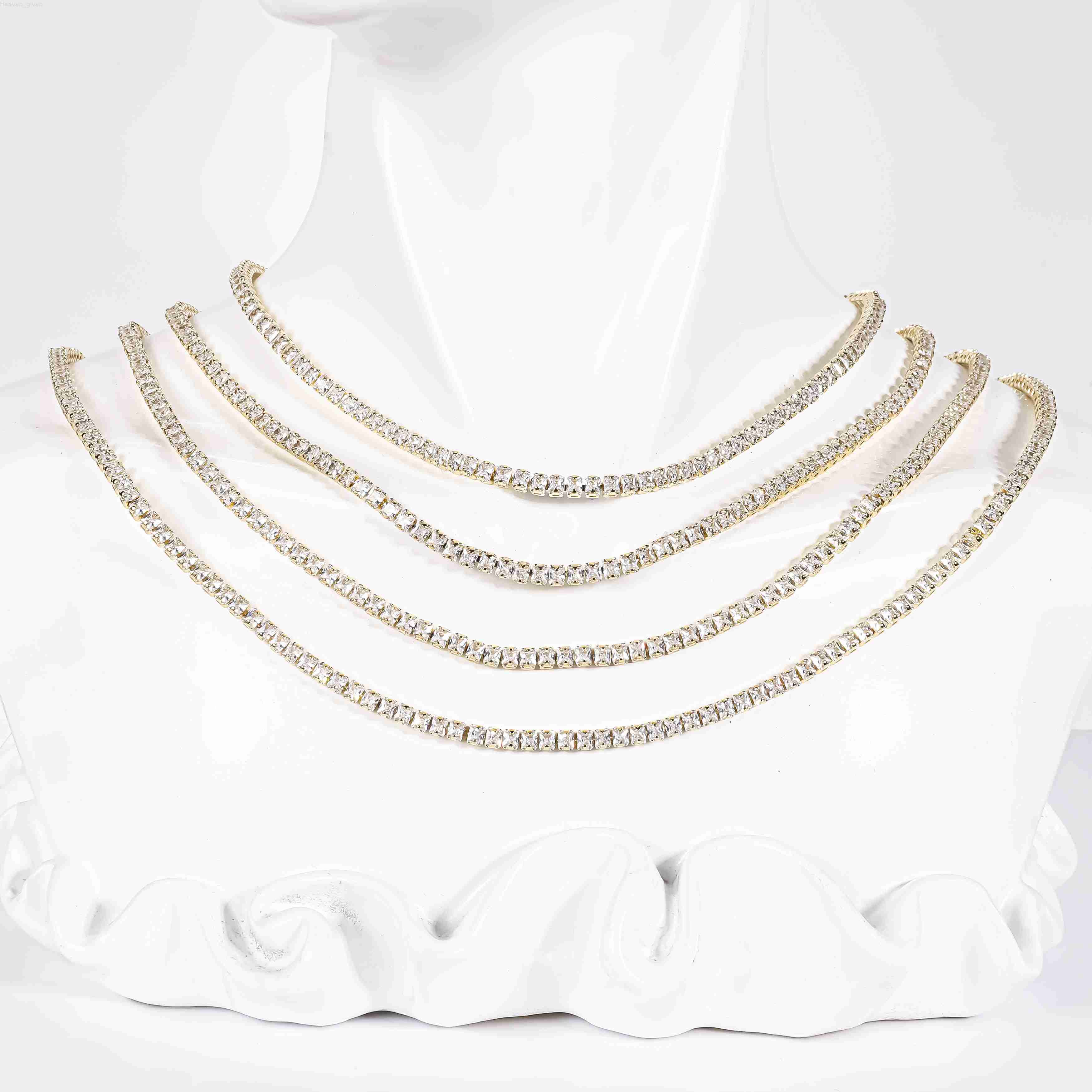 New Style Versatile Trendy Summer Chain High Quality Shiny Zircon Hypoallergenic 14 k Gold Plated Tennis Chain