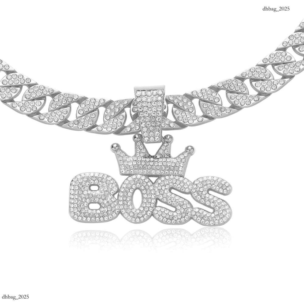 Necklace Alloy Letter Inlaid Dia Pendant Nightclub Personality Men's Hip Hop