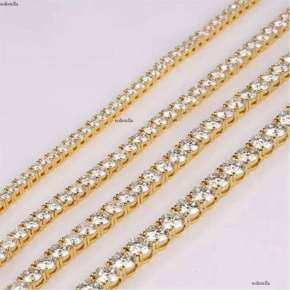 Master Rocks Jewelry Hip Hop Necklace 14k Solid Gold Iced Out 4MM VVS Moissanite Tennis Chain