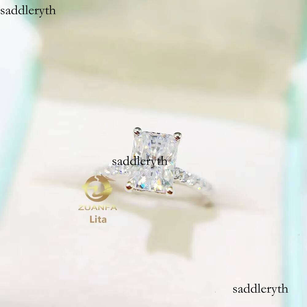Pass Tester Top Quality GRA 2ct Radiant Cut 14k Gold Vvs1 Moissanite Dia Engagement Ring 6f c9