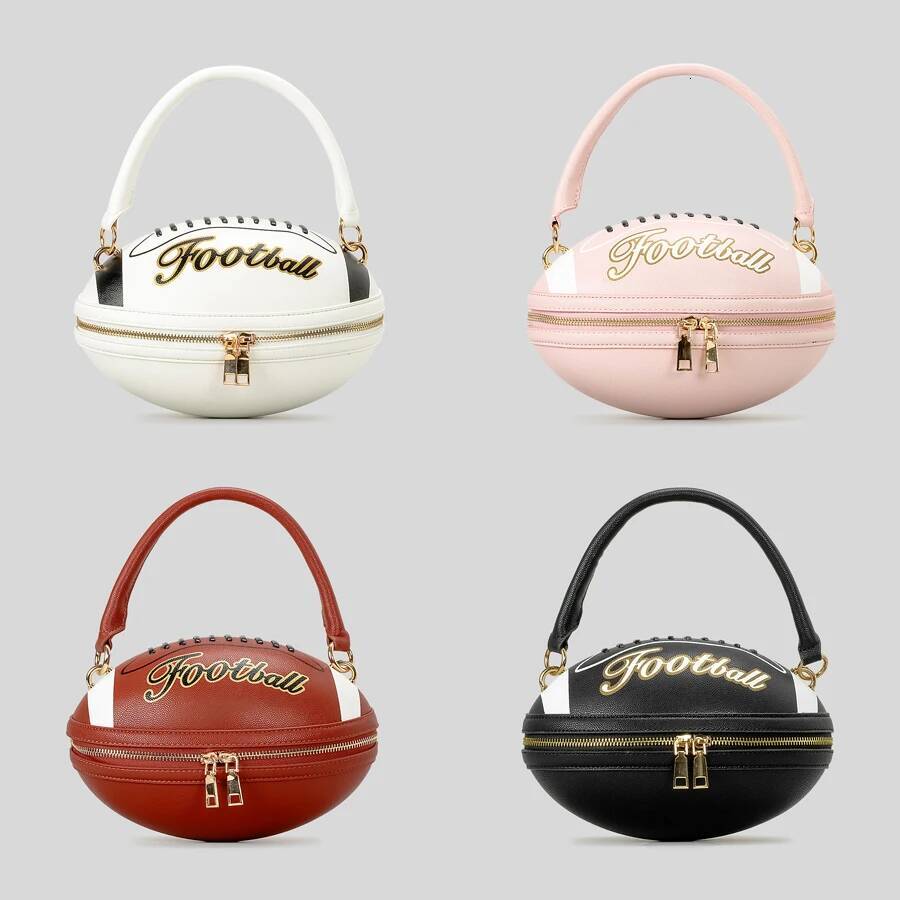 Creative Rugby Design Women Handbags Funny American Football Shoulder Crossbody Bags Pu Leather Cute Oval Small Tote Bag