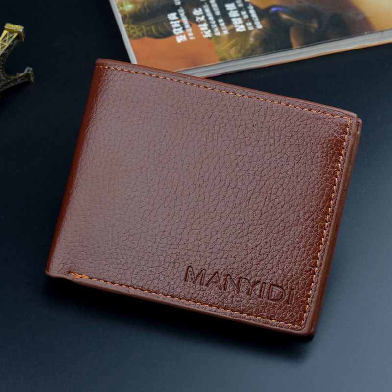 New Designer Bag Wallet Short Men's Driver's License Thin Wallet Off Horizontal Luxury Bag Business Casual Lychee Pattern Retro Soft Leather