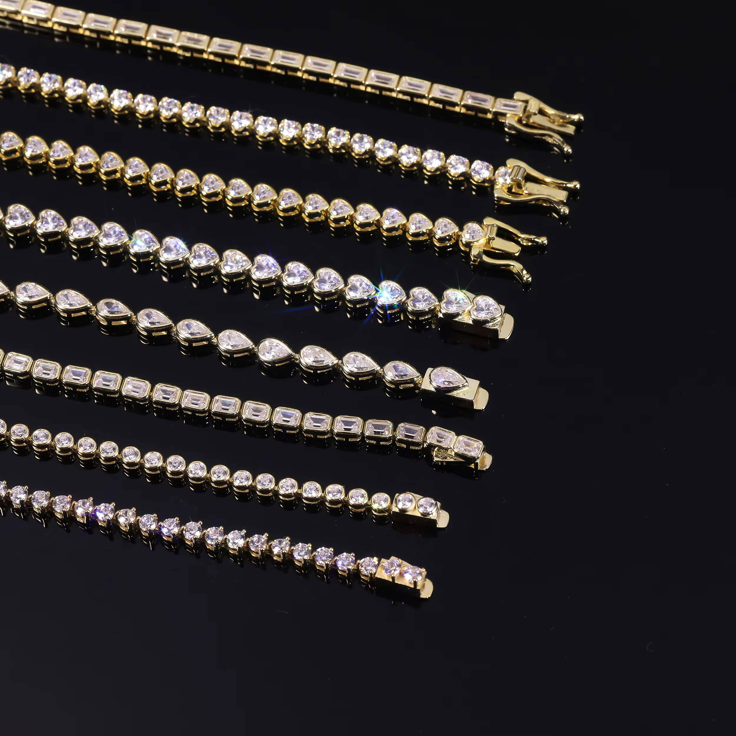 Abiding Real Gold Jewelry Custom Chain Different Cut Lab Grown Diamond PT950 9K 10K 14K 18K Solid Gold Diamond Tennis Bracelet