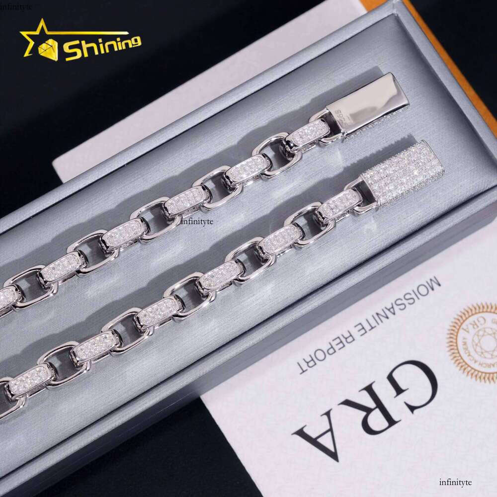 Shining Wholesale Price Sier Hip Hop Jewelry Iced Out Moissanite Cuban Bracelet Pass Tester