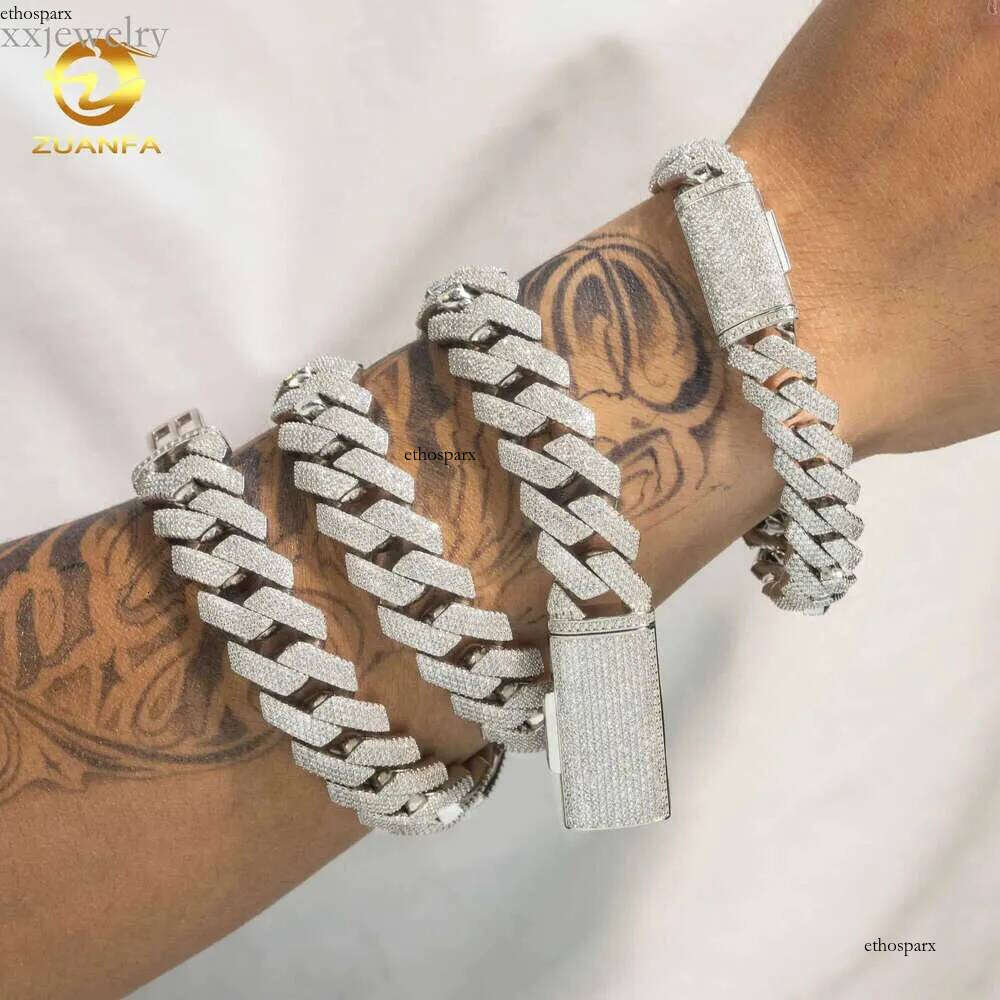 Iced Out Jewelry VVS Dias Custom Necklace Hip Hop Sier Cuban k Chain Moissanite