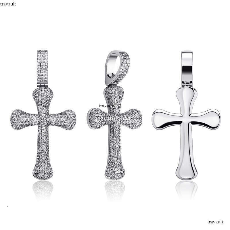 Hip Hop Full Moissanite chain Cross Pendant Necklace Unisex Trendy Fashion Accessory