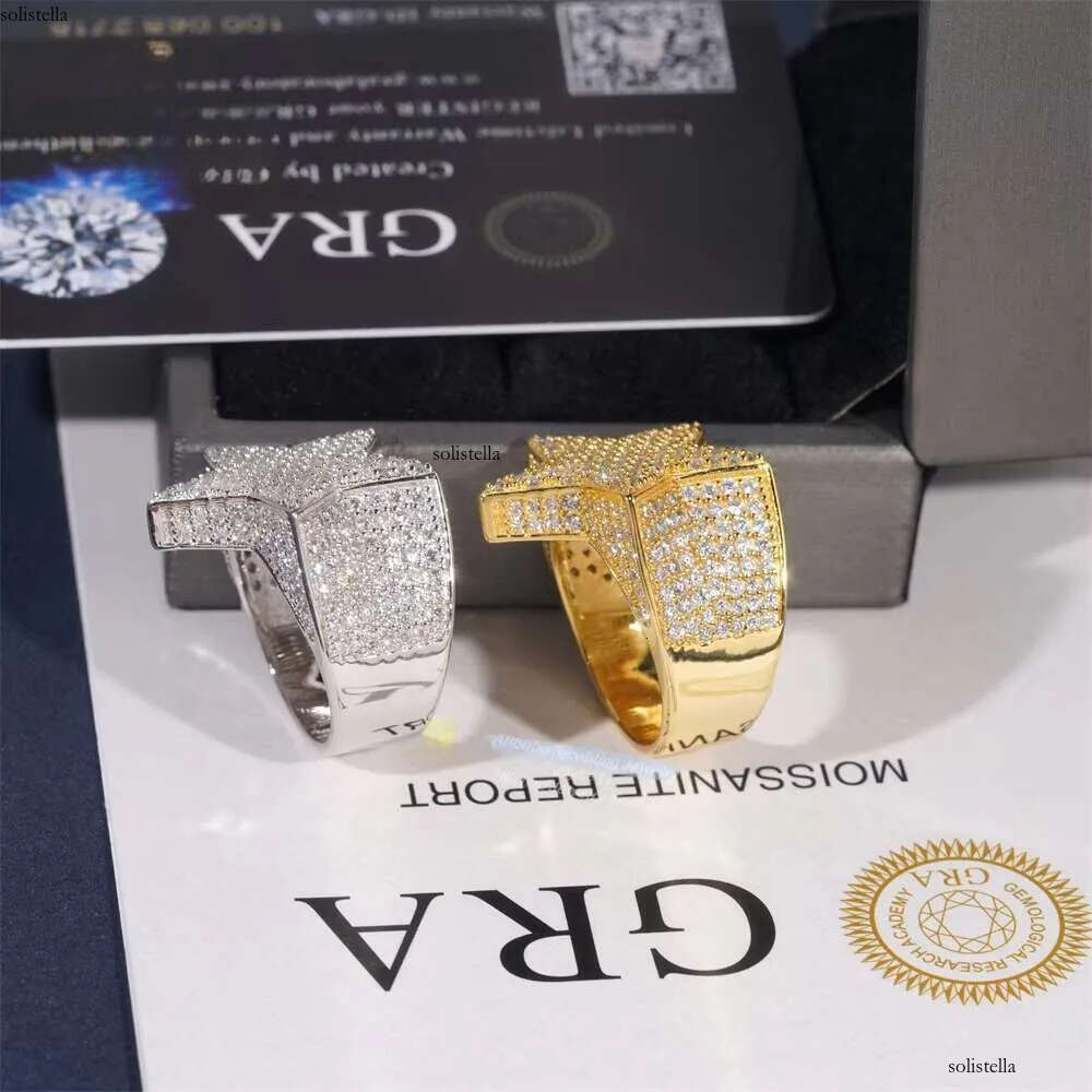 Lowest Price Pass Tester Sterling Sier Full With Moissanite Dia Hip Hop Iced Out Star Ring Men