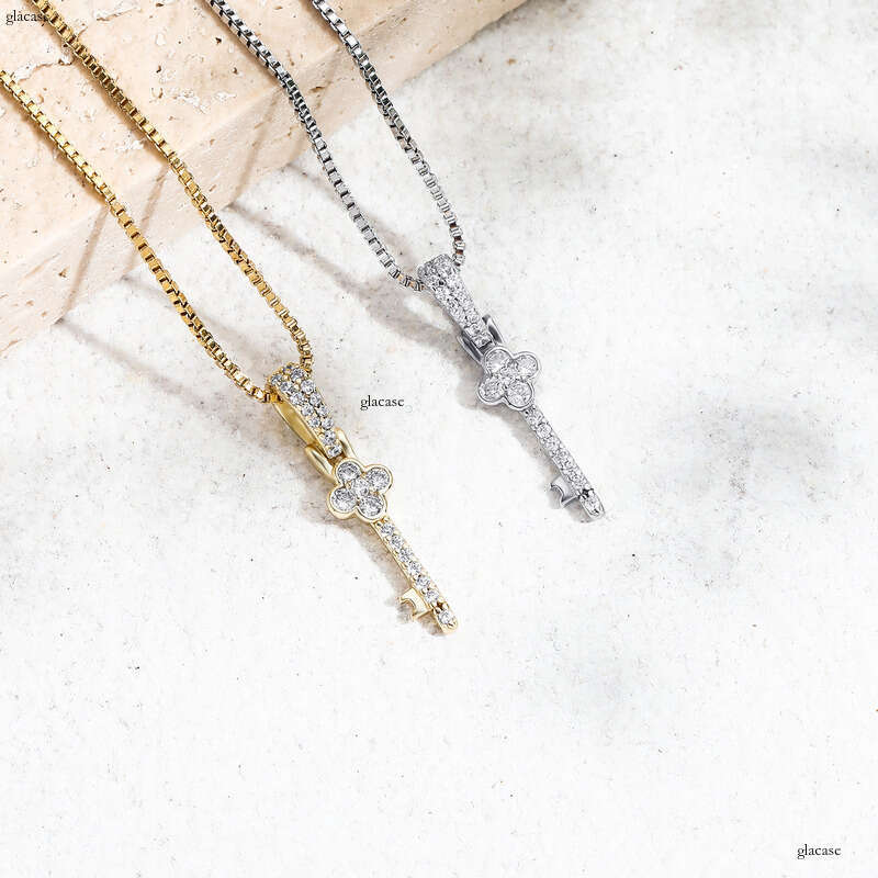 INS Style Personality Iced Out VVS Moissanite chain Key Pendant Hip-Hop Necklace