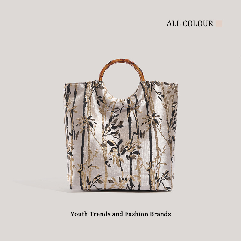 New Chinese Style Ink Series Forest Handbag Casual Niche Bamboo Handle Bag ddmymoon
