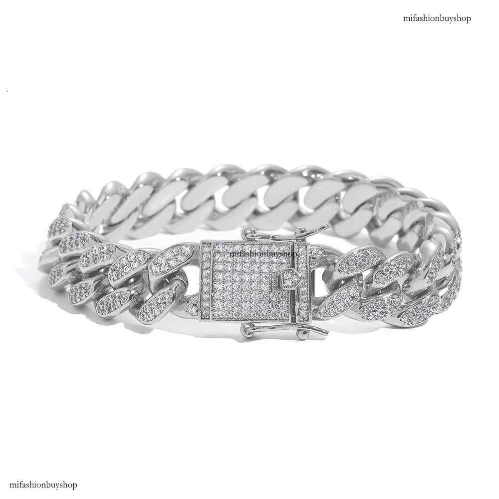 12mm High-Quality Double Row Full Dia Cuban Micro Pave Zircon Hip Hop Men's Bracelet Jewelry