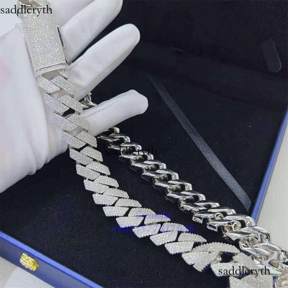 Pass Tester VVS Dia Link Chain 15m18mm 20mm 4 Rows Hip Hop Jewelry Necklaces Moissanite Cuban Necklace 9d