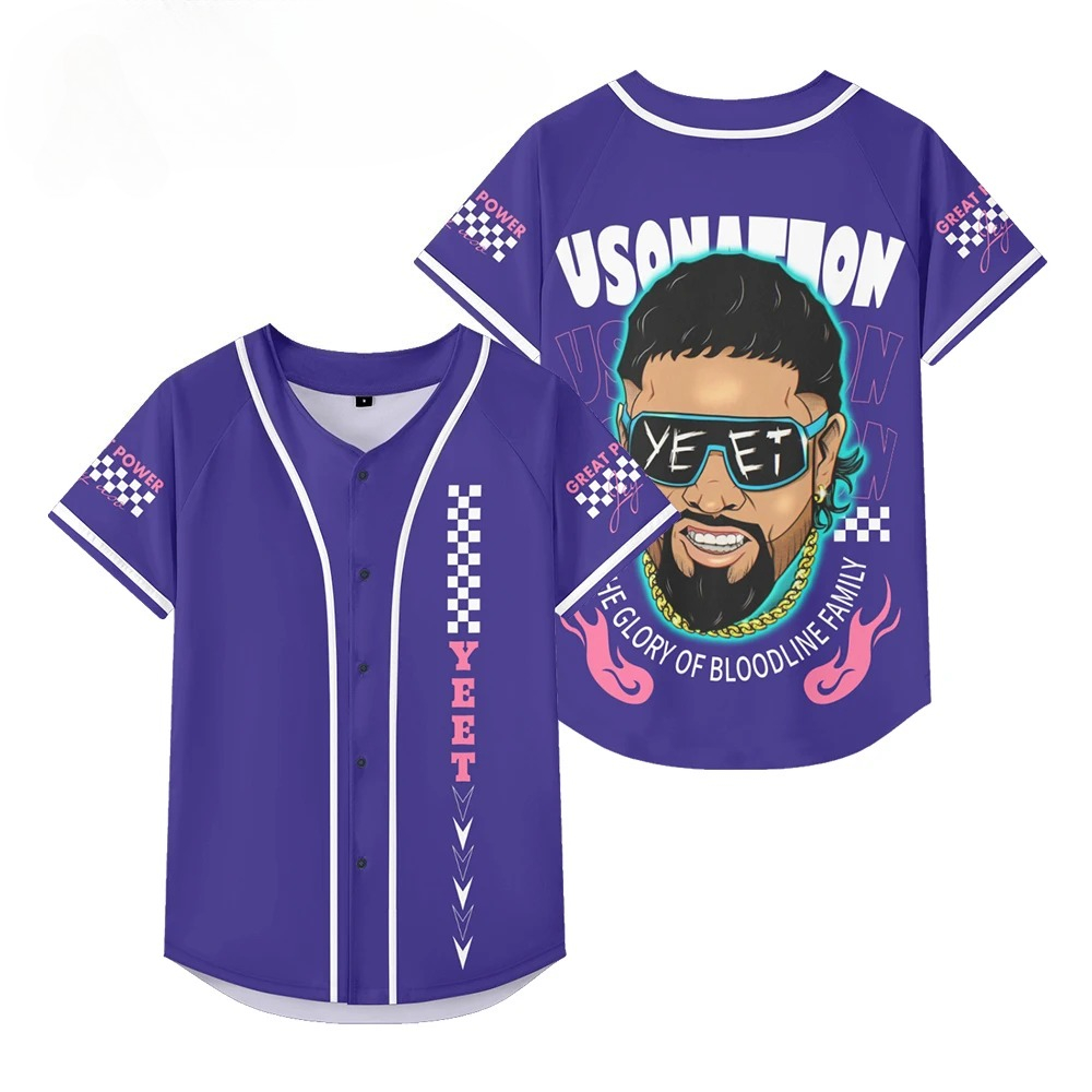 Jey Uso Yeet Baseball Shirt Men Women Hipster Hip Hop Short Sleeve Baseball Jersey Tee Shirt Street Wear Summer Tops