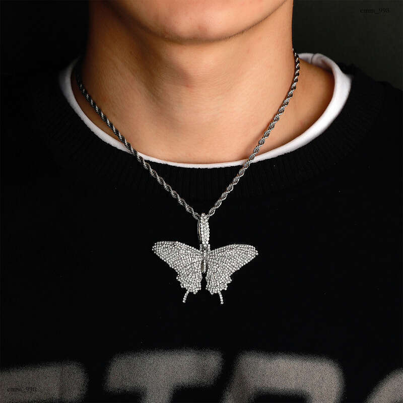 INS Style Bling Super Shiny Alloy Full Dia Butterfly Pendant High-end Women's Necklace