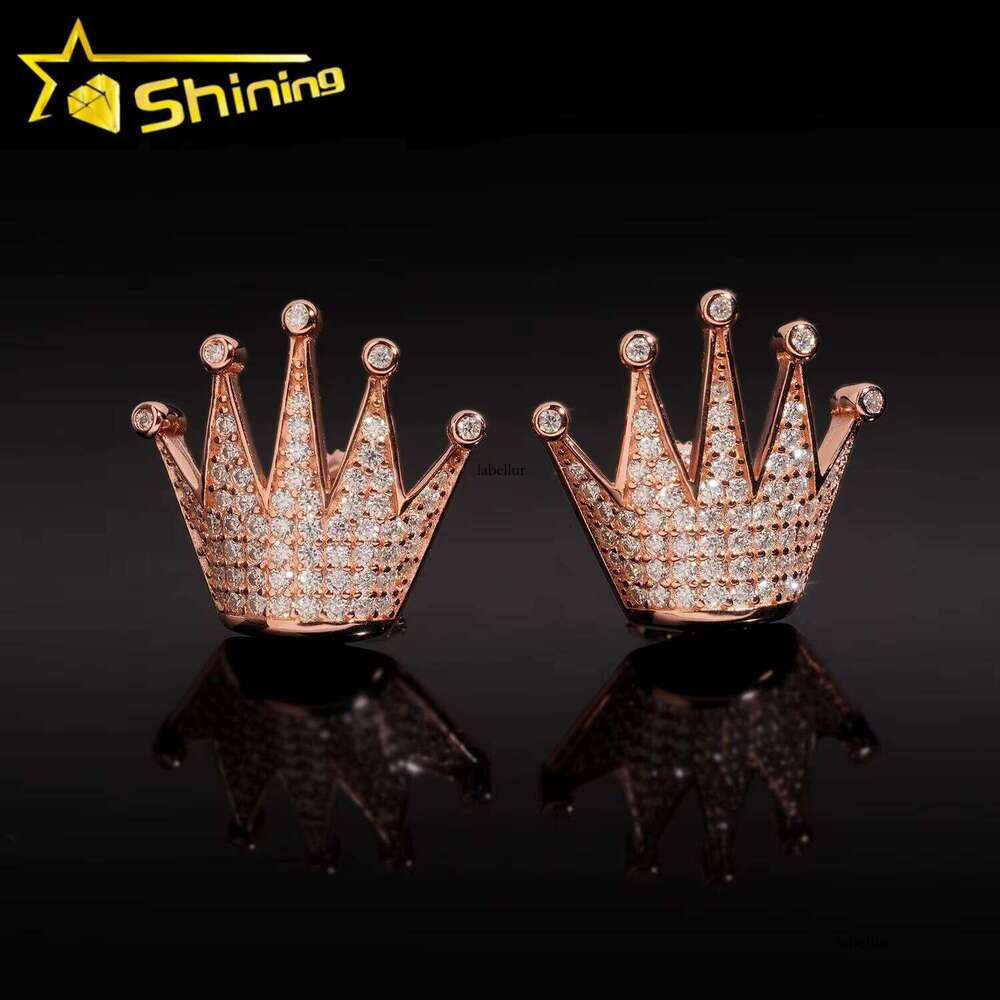Hip Hop Jewelry Crown Rose Gold Big Earrings Vvs Moissanite Gra Certified Dia Sterling Sier Hies for Men
