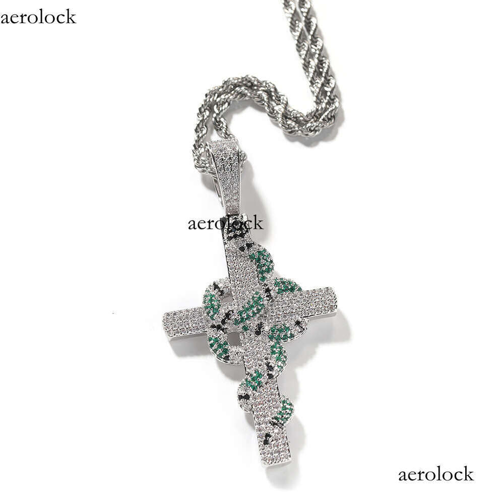 Vintage Hip-Hop New Colorful Snake-Shaped Cross Pendant Niche Versatile Accessories Direct Shipping