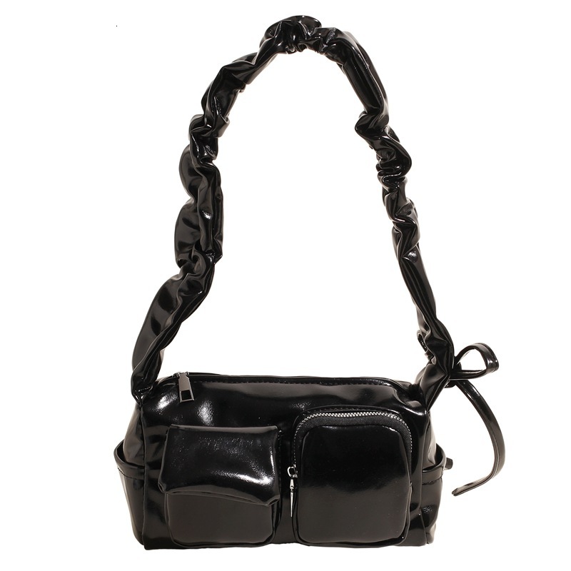 Hot-selling Korean Niche Ins Casual Versatile College Designer Bag Student Tote Bag For Women Large Capacity Luxury Bag Pleated Multi-pocket Crossbody