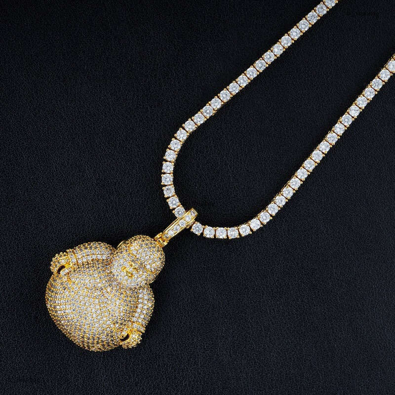 Unique Niche Big Belly Buddha Electroplated Sterling Silver Inlaid with Moissanite chain Full Dia Pendant Hot-Selling Jewelry