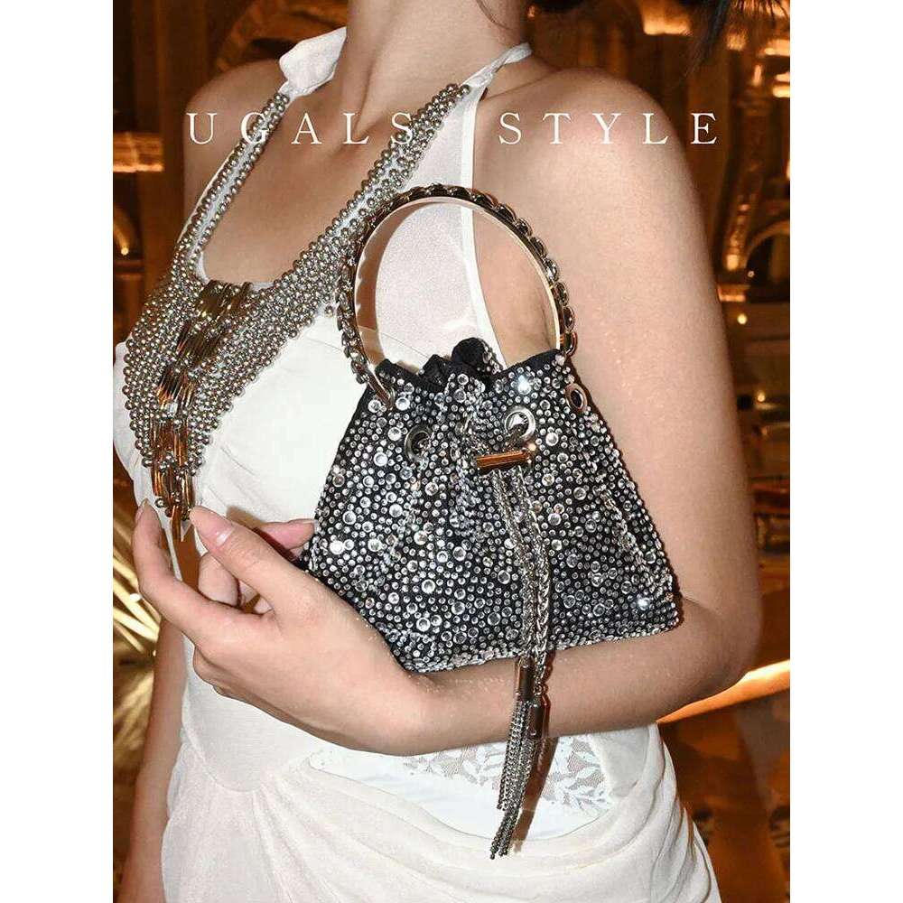 Rhinestone Evening Purses And Handbag Designer Shoulder Shiny Crystal Clutch Purse Bucket Bag