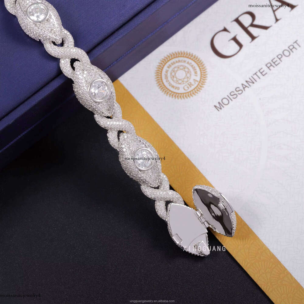 Hip Hop Evil Eye S Sier Gold Plated VVS Moissanite Dia Mens Bracelet with GRA Certificate