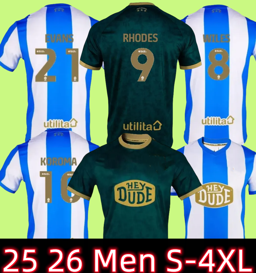 Huddersfield 24 25 Town soccer jerseys home away 2024 2025 RUDONI 8 THOMAS 14 HELIK 5 WILES 23 KOROMA 10 BURGZORG 7 jersey football shirts kit man set