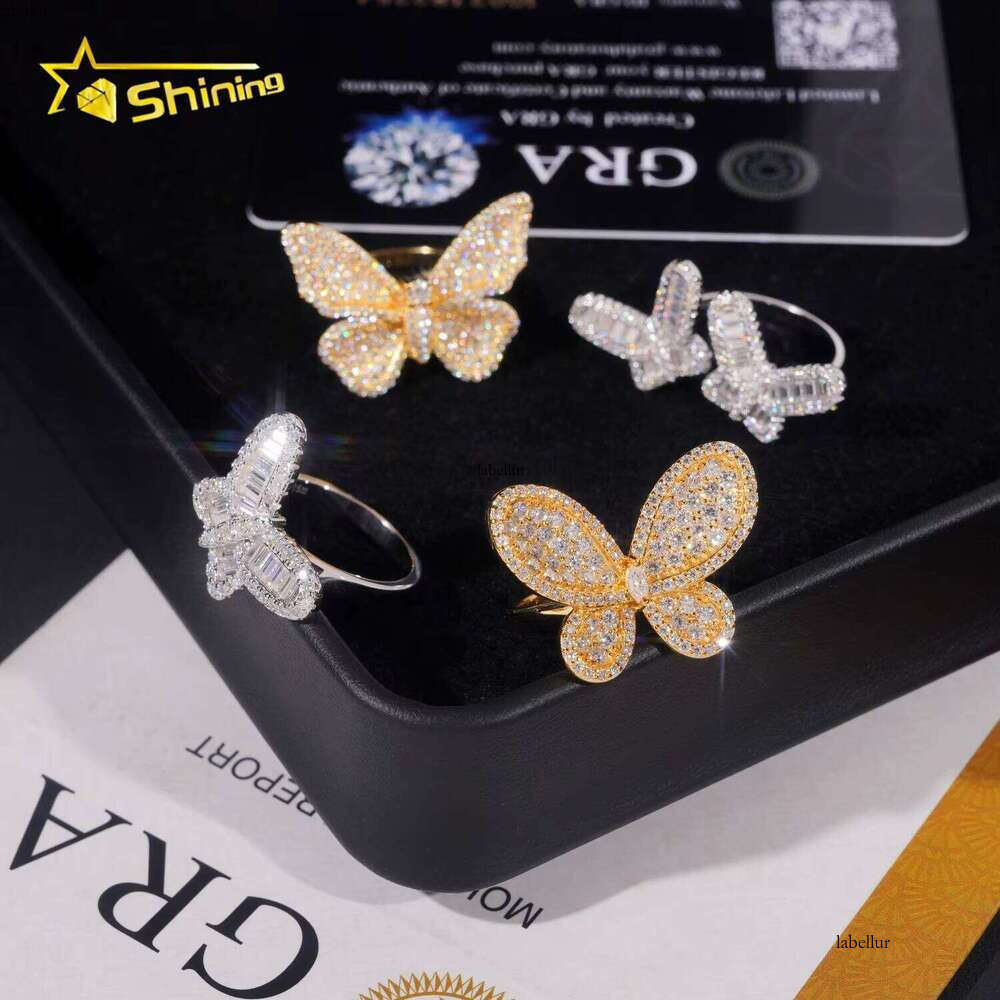 Fashion Jewelry Low Price Iced Out Silver Hip-Hop Butterfly Women's Silicone Stone Ring