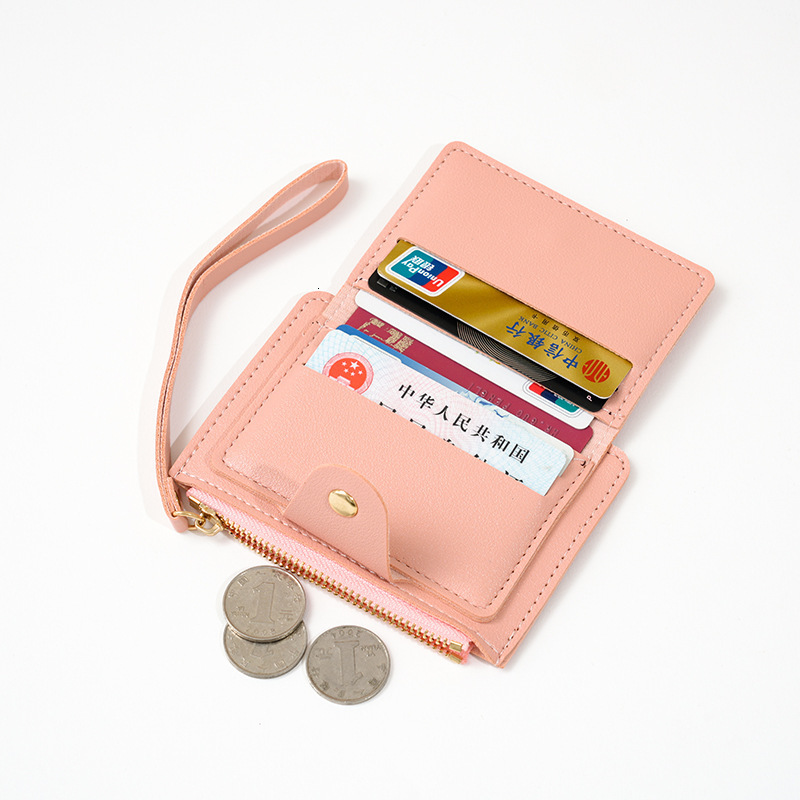 2025 New Women's Wallet Multi-card Slot Coin Purse Portable Wrist Luxury Bag Strap Ins Korean Version Student Small Wallet Money Clip