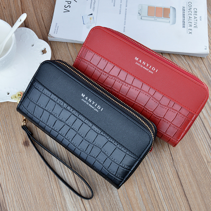New Women's Wallet Long Double Zipper Phone Bag Luxury Bag Fashion Designer Bag Crocodile Pattern Large Capacity Mom Double Layer Clutch
