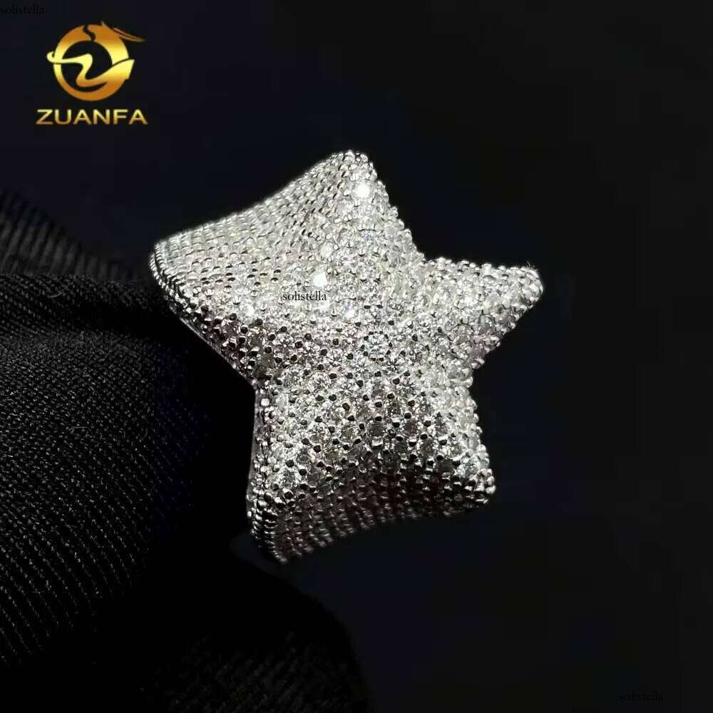 Pass Tester Drop Shipping Fine Jewelry Hip Hop Dia Iced Out Men Ring Moissanite Sterling Sier Rings