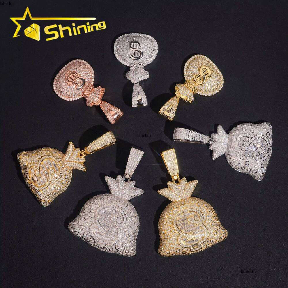 Pass Dia Tester Sterling Sier Wholesale Price Money Bag Iced Out Moissante Hip Hop Pendant