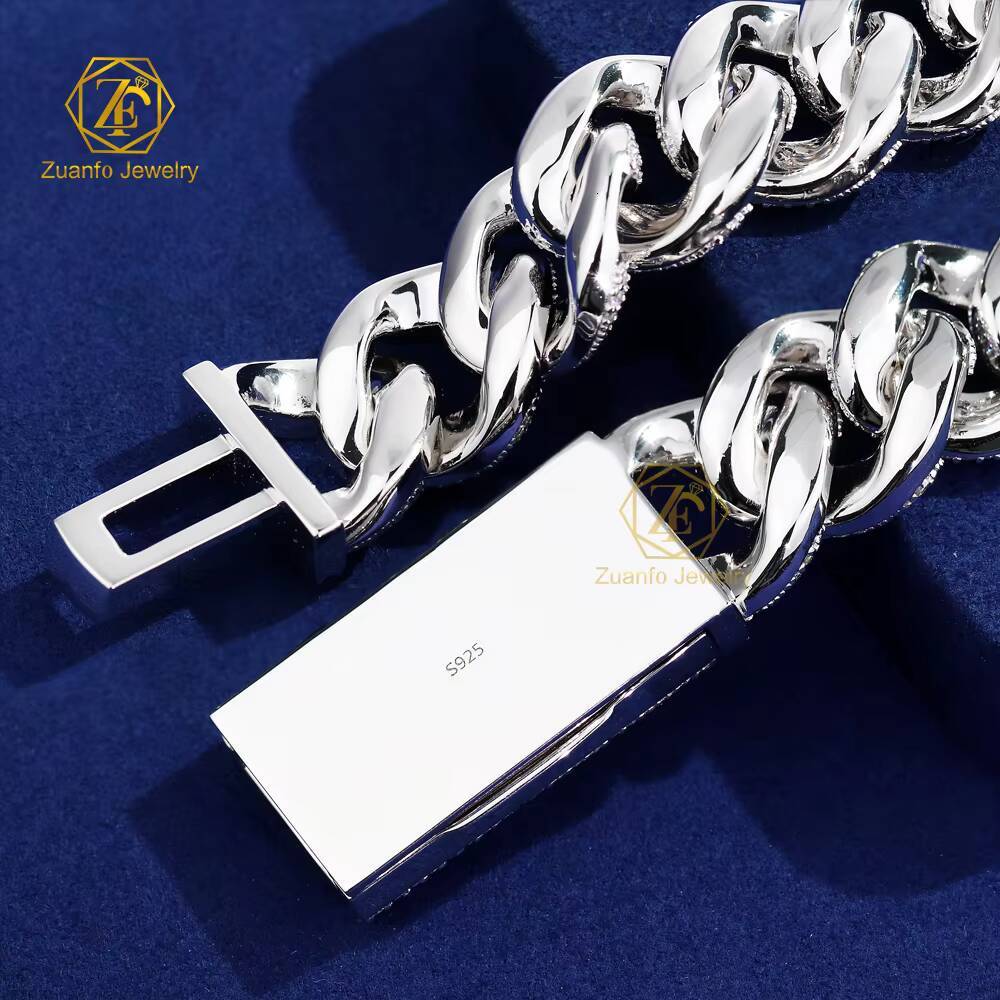 Hip Hop 14mm 15mm 18mm 20mm Gra Certified D VVVS1 Diamond Necklace Bracelet Men 925 Silver Iced Out Cuban Link Moissanite Chain