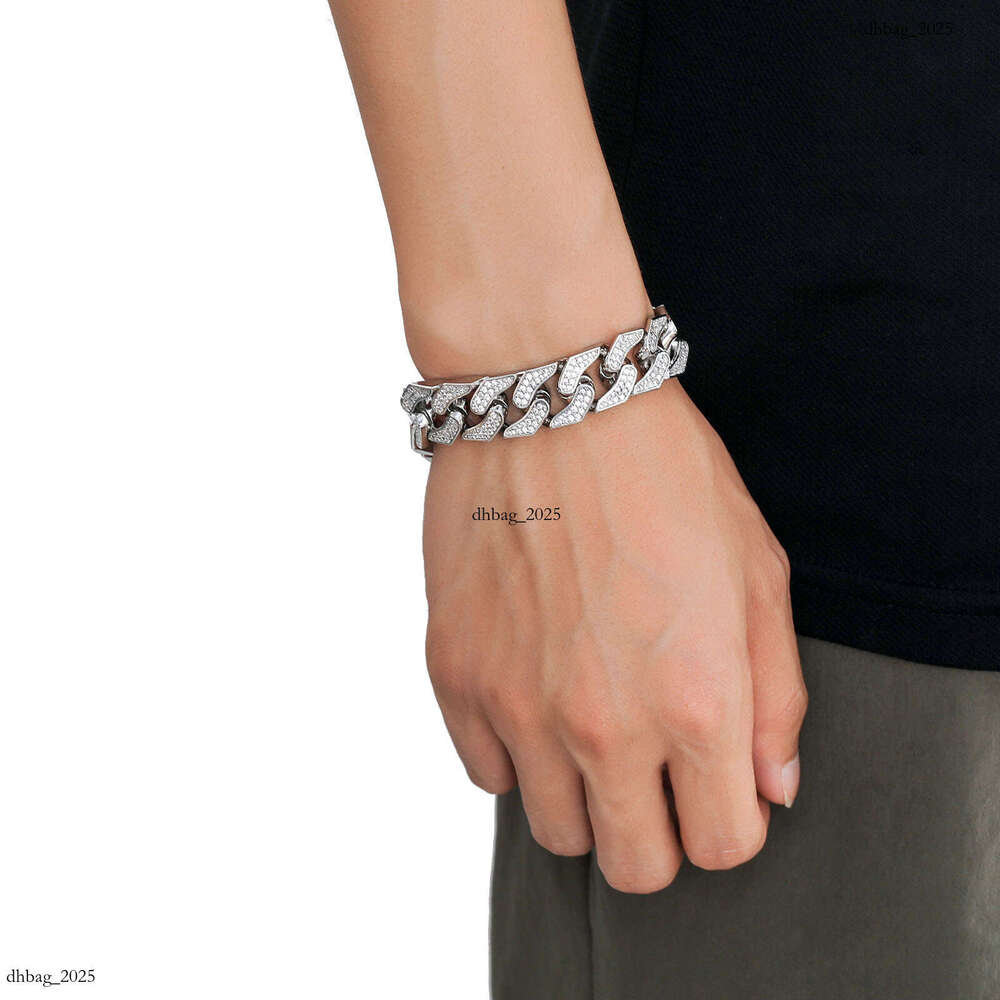 Bracelet 16mm Cuban Chain Geometric Full Zircon Men's Personality Hip Hop Jewelry