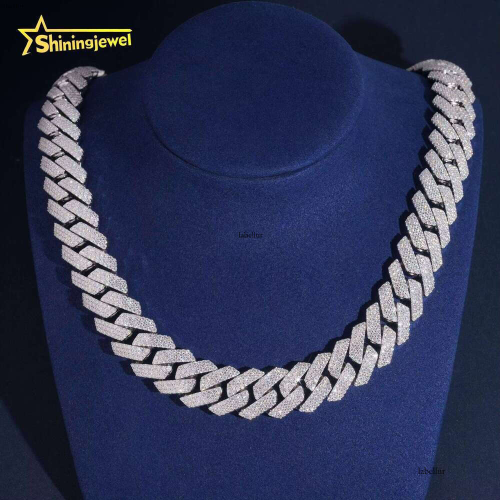 3 Rows 20Mm Thick Moissanite Hip Hop Jewelry Sier Iced Out Cuban Chain