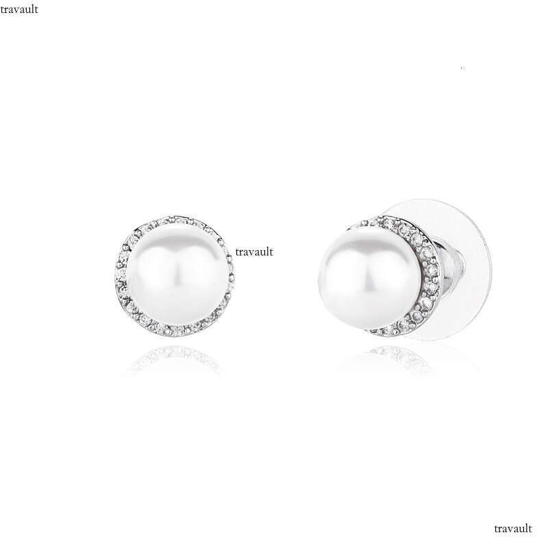 INS Minimalist Style Iced Out VVS Needle Natural Pearl Zircon Earrings Women's Personality High-end Accessories