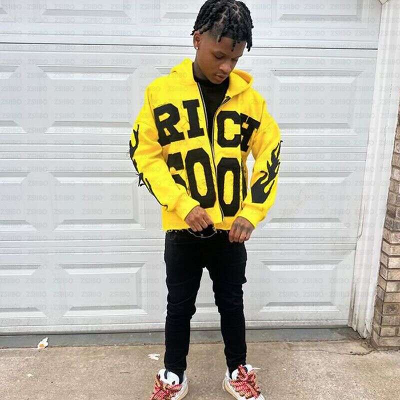 Letter Print Zipper Cardigan Casual Personality Trend High Street Hip Hop Style Men And Women Sweatshirt