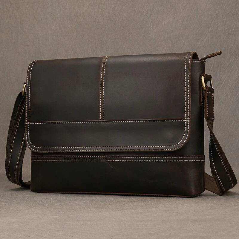 High Quality Genuine Leather Shoulder Daily Work Messenger Cowskin Crossbody Casual Men's Bags A4 Sling Bag