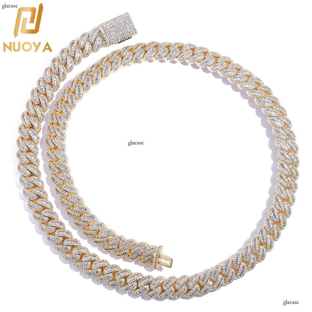 Hip Hop 12mm Mixed Inlay T Cubic Moissanite chain Cuban Chain Jewelry Accessories Men's Necklace