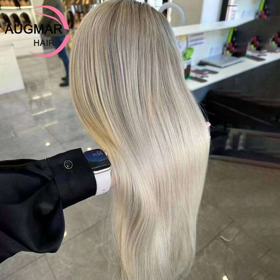 13x6 Hd Frontal 360 Ash Blonde Highlight Wig Pre Plucked 13x4 Straight Lace Front Human Hair Wigs For Women