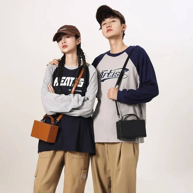 Men's 2023 New Mini Box Shape Pu Leather Fashion Crossbody Unisex Casual Small Square Phone Bag Women