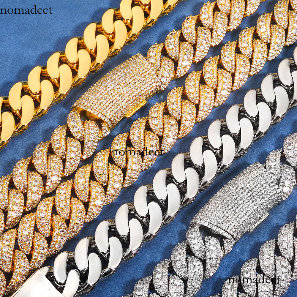 Hip Hop 22mmIced Out VVS Moissanite Bubble Necklace Jewelry Light Accessories Men's Cuban Chain