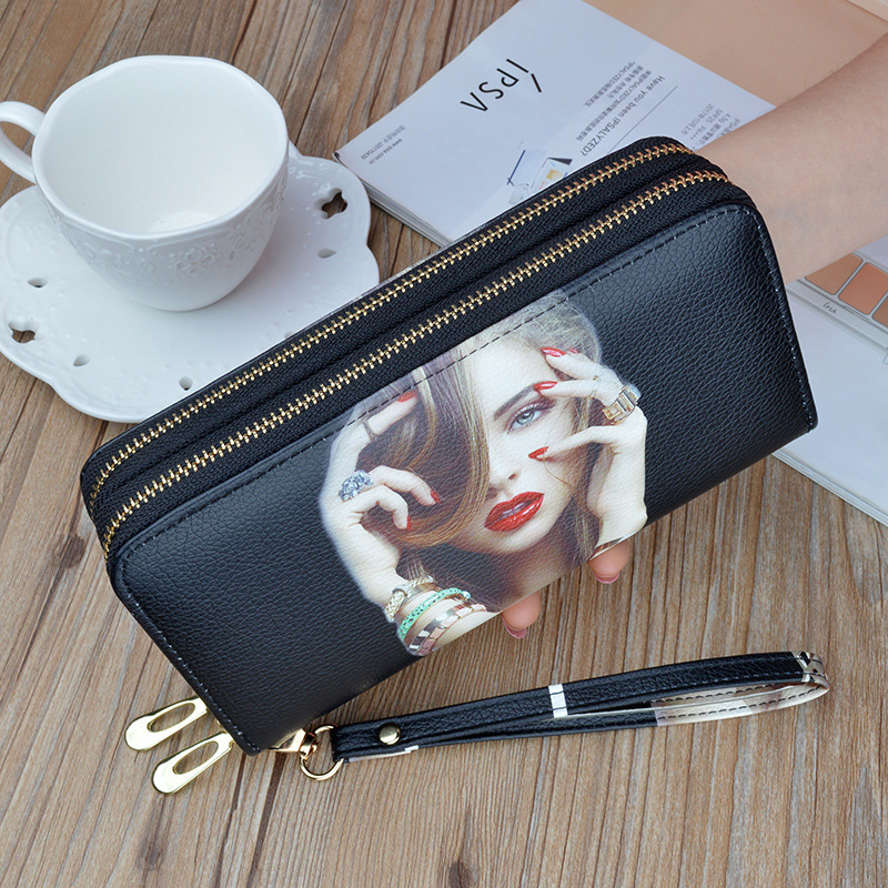 New Double Zipper Clutch Wallet For Women Long Soft Leather Wallet Fashionable Printed Large Capacity Designer Bag Double Layer Luxury Bag Wallet Phon