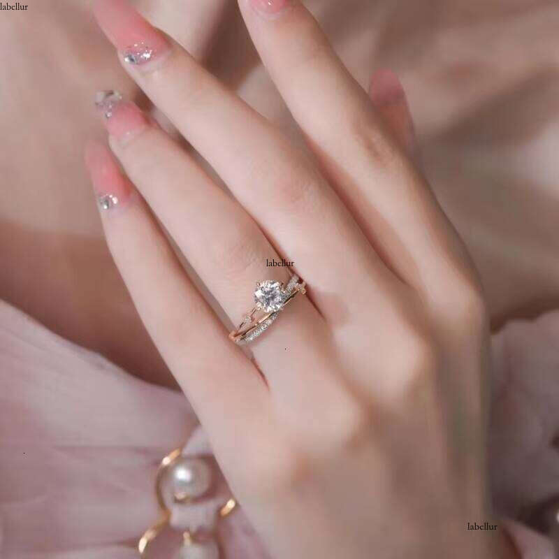 0.5 1ct VVS Ice Cut Dia Engagement Moissanite Rings Star&Moon S Sier for Women Wedding Jewelry