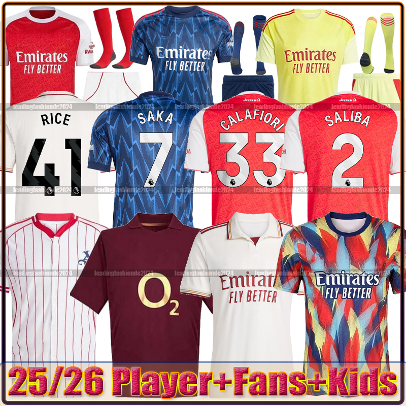25 26 soccer jerseys SMITH ROWE SAKA Fans Player MARTINELLI TIERNEY 2025 2026 RICE Retro Football Shirt Tracksuit men kids kit SAMBI FABIO VIEIRA Gyokeres SALIBA EZE