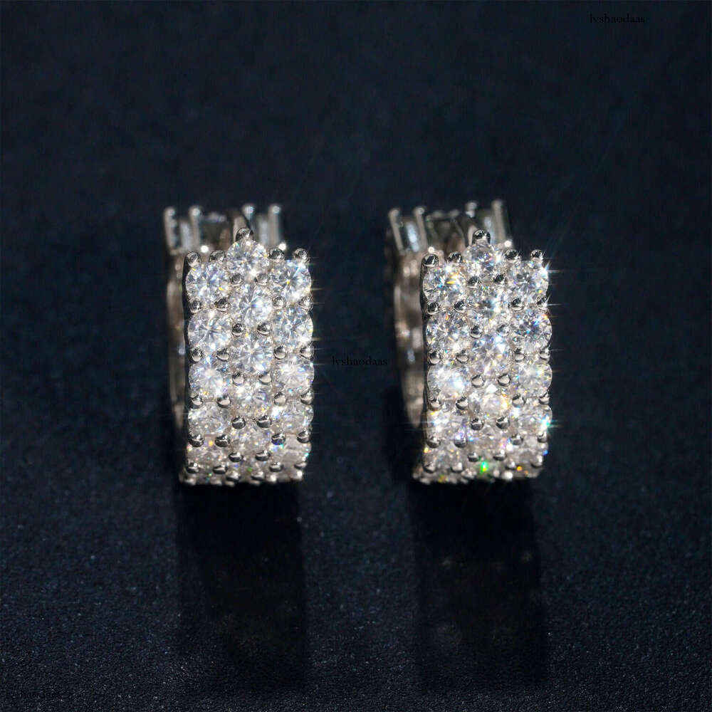 Hot Sale New Iced Out VVS Moissanite Round Minimalist Hoop Hip Hop Personality Stud Earrings