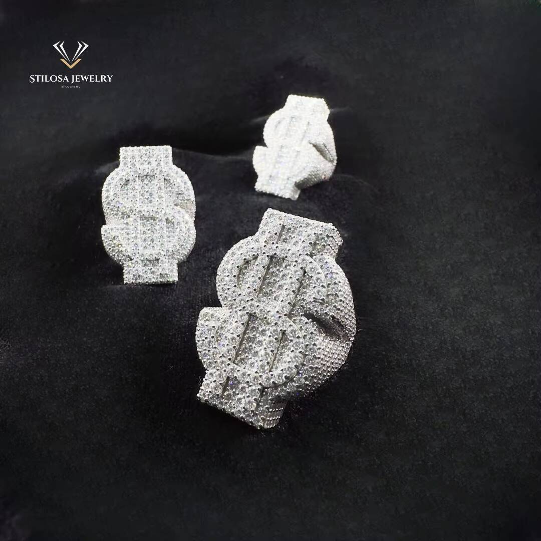 Hip Hop Ring Fashion Jewelry Iced Out Ring Pass Tester Jewelry Men 925 Sterling Silver Vvs Moissanite Hip Hop Ring